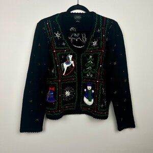 Designers Studio Originals Women's Ugly Christmas Cardigan Sweater Size Medium